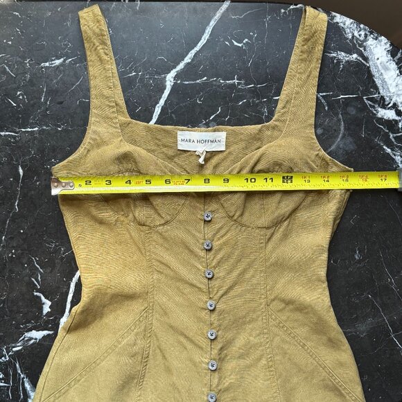 Mara Hoffman Angelica Linen Blend Olive Green Dress, Size 2 - Picture 5 of 7